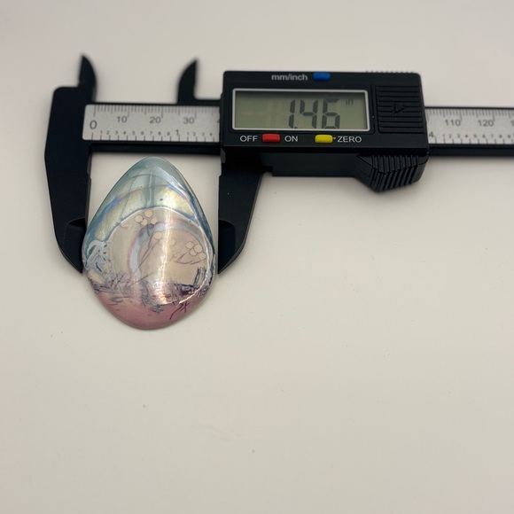 Artistic Pink and Blue Ceramic Brooch and Earrings Set - Picture 8 of 10